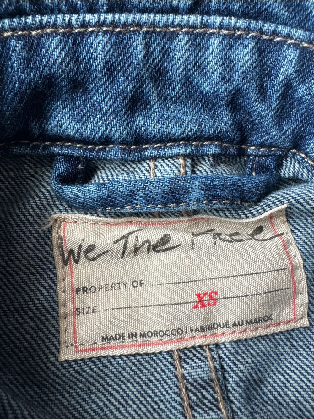 Free People asymmetrical dark wash jean denim jacket - Picture 7 of 9